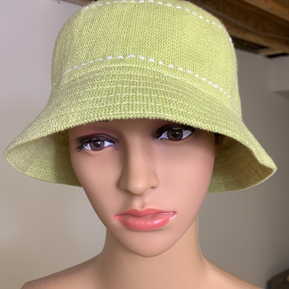 Danier Bucket Hat in Lime Green with White Stitching - Picture 1 of 10